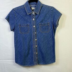Express Bleus Denim Button Down Shirt Size Medium Front Pickets like New